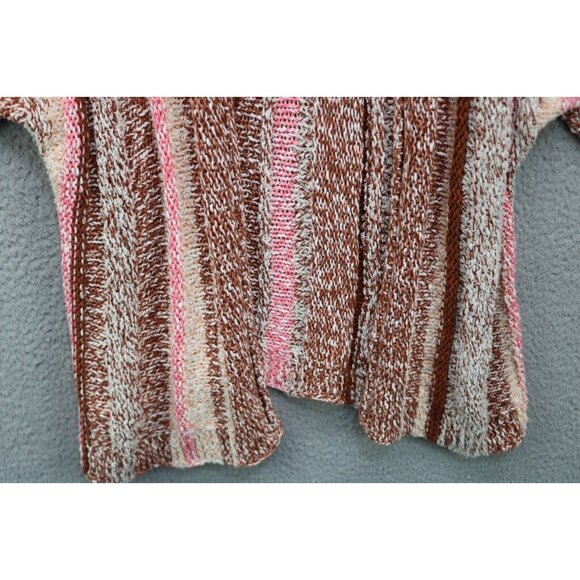 J.Jill 3D Knit Striped Short Sleeve Open Front Sweater-Size Medium-Soft-Hippie - Picture 3 of 11